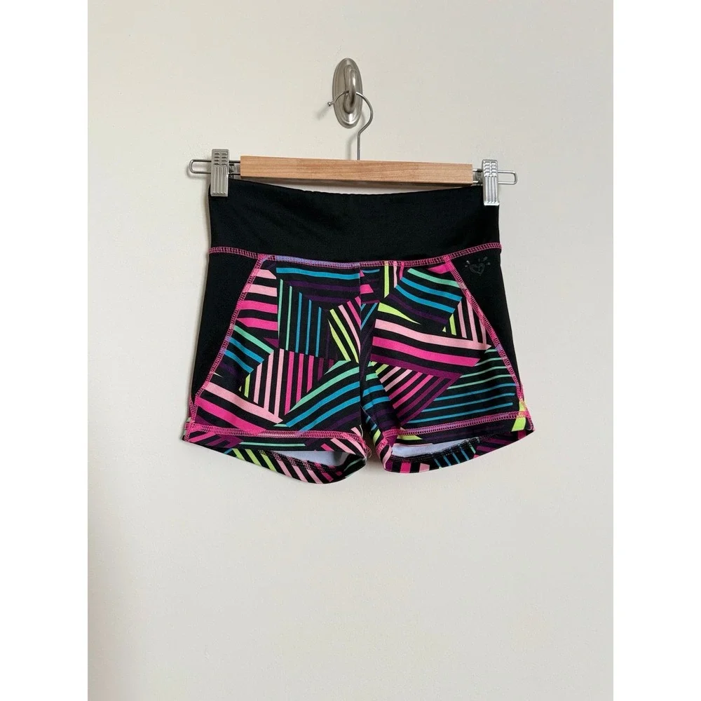 Justice Active Shorts Size 10 Neon Geometric Athletic Workout Gym Dance Shorts